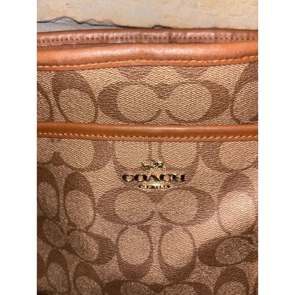 Coach F58297 Signature Zip File Crossbody Bag Purse Brown - Picture 3 of 12